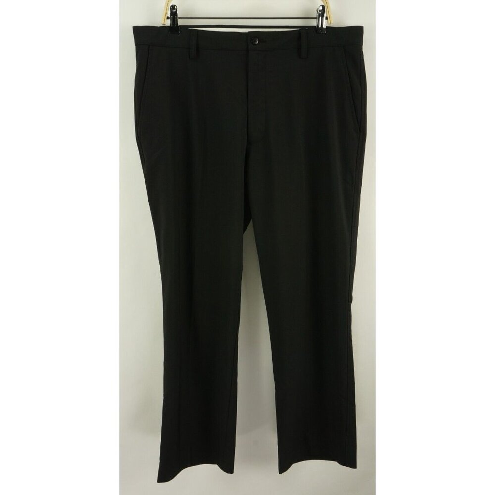 FootJoy Tour Performance Pants Mens 38 x 32 Black Jersey Stretch Flat Front Golf